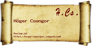 Höger Csongor névjegykártya